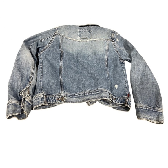 Hollister denim jacket for women, size L. Distressed and frayed. Cute! - Picture 2 of 4